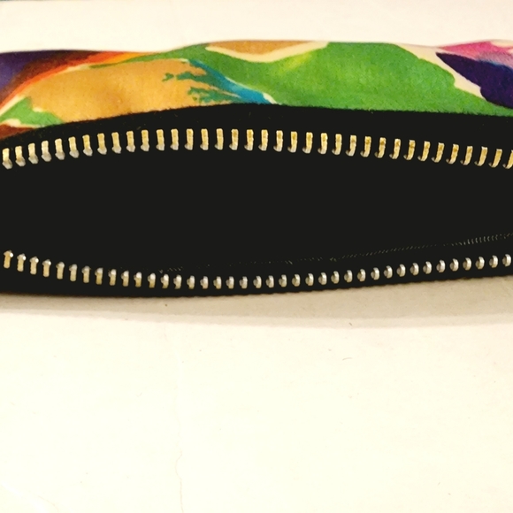 Tropical Floral clutch coin purse, makeup bag other end is zipper pouch - Picture 4 of 7